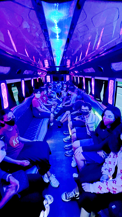 KC NCSYers on a party limousine during their Sukkah Hop on September 26.